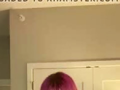 Cute Pink Haired Teen Riding On Top